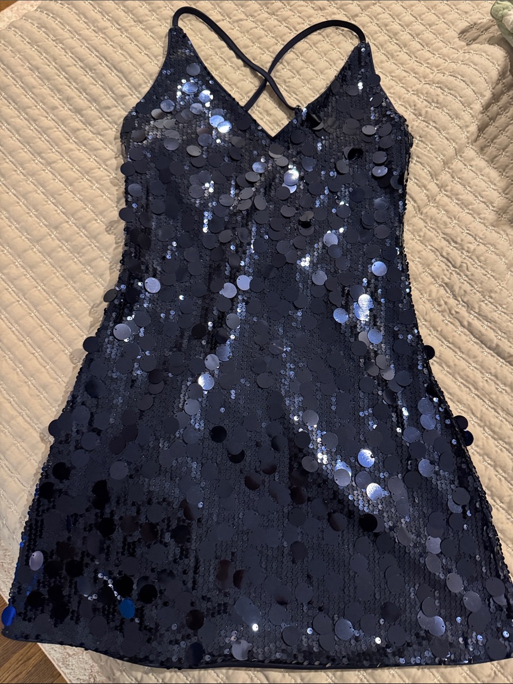 Cider Navy Sequin Slip Mini Dress